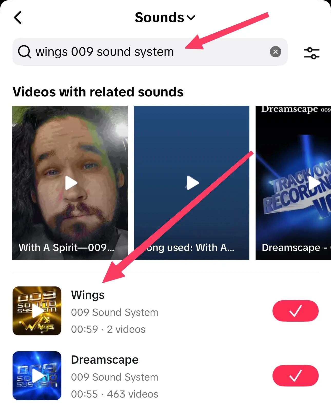 Finding Wings in TikTok music search