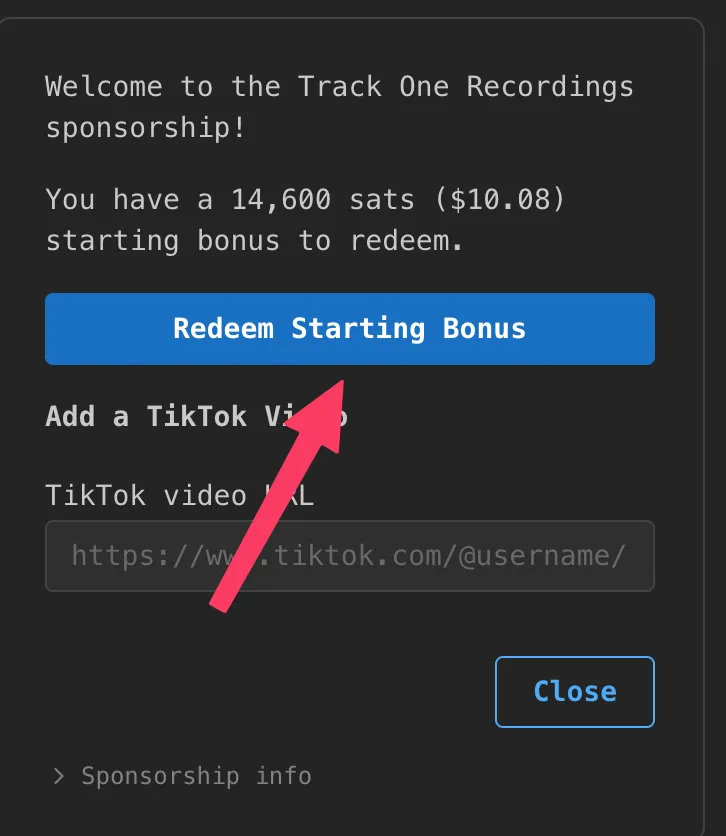 Tap Redeem Starting Bonus